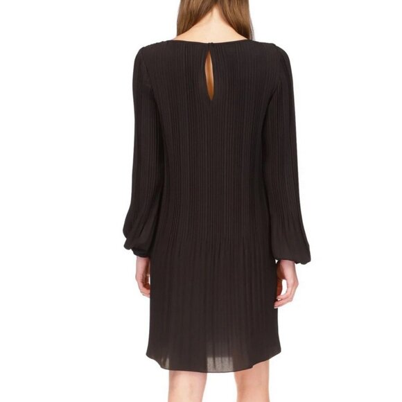MICHAEL Michael Kors Woman Crew Neck Long Sleeve Pleated Cocktail Short Dress S - Picture 2 of 4
